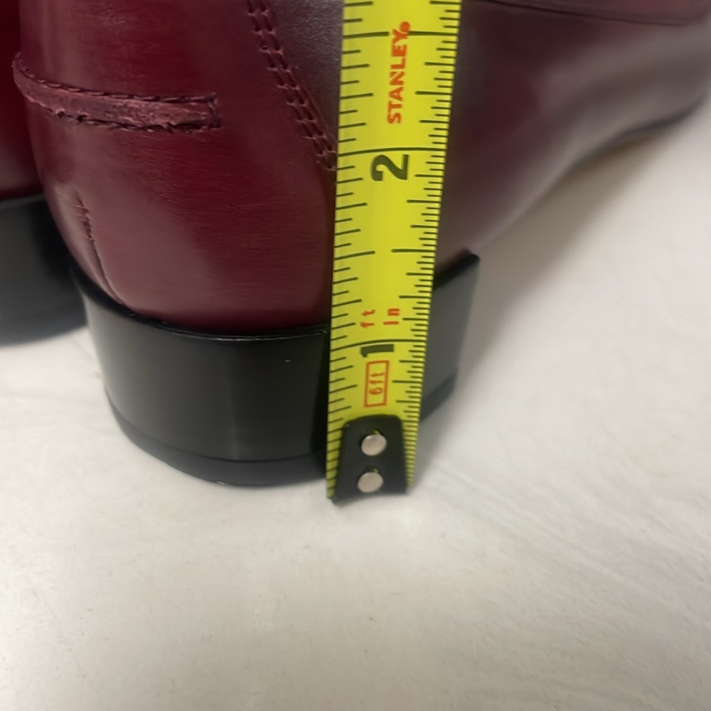 TALBOTS SQUARE TOE SLIP ON BUCKLE LEATHER SHOE MAROON/BURGUNDY - Picture 7 of 7